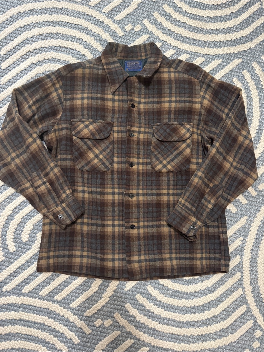 Vintage 1960s–70s Pendleton Wool Plaid Shirt Jacket Made in USA L